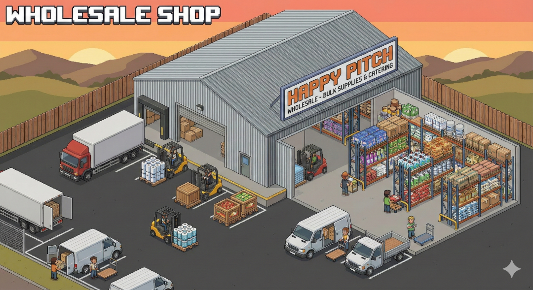 Facilities and shop example art for Happy Pitch Tycoon