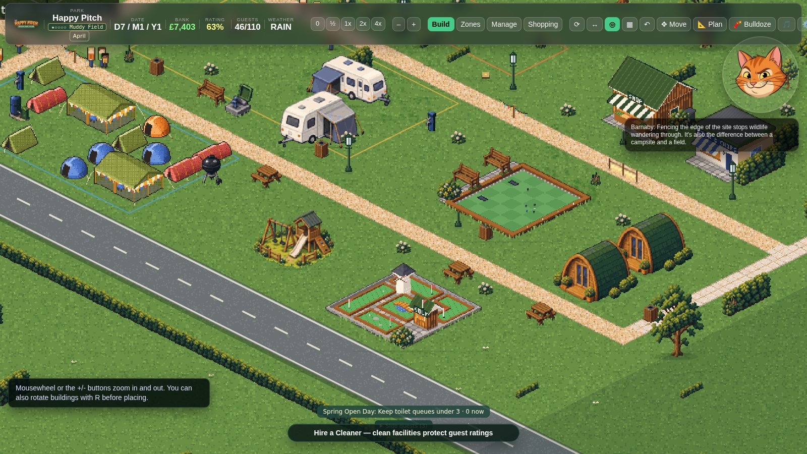 Bowling green, mini golf and play park